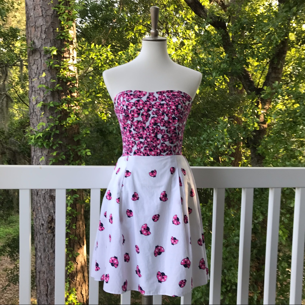 Lilly Pulitzer Felicity Resort White Ladybug Garden Strapless Dress - Size 6